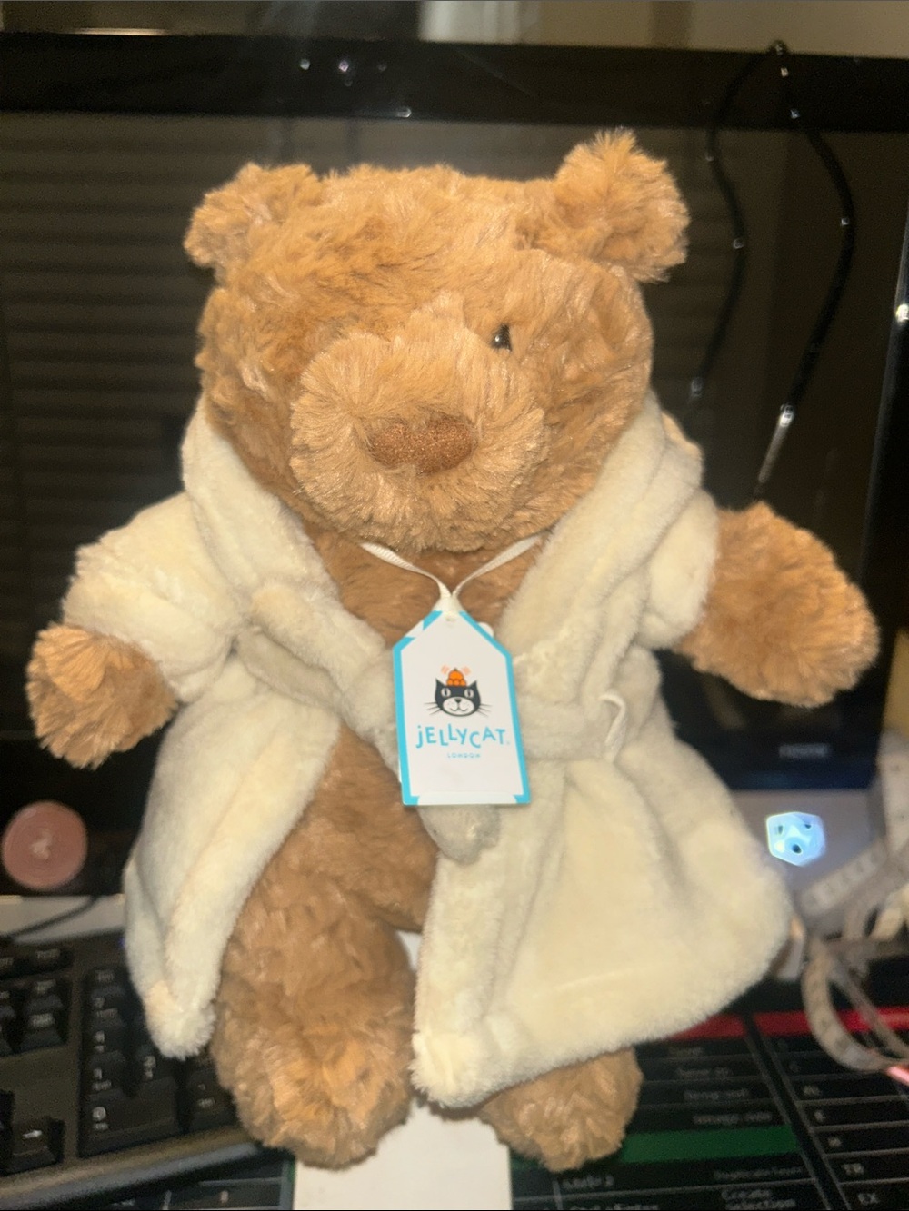 Jellycat Tan Bear in Cream Robe Plush